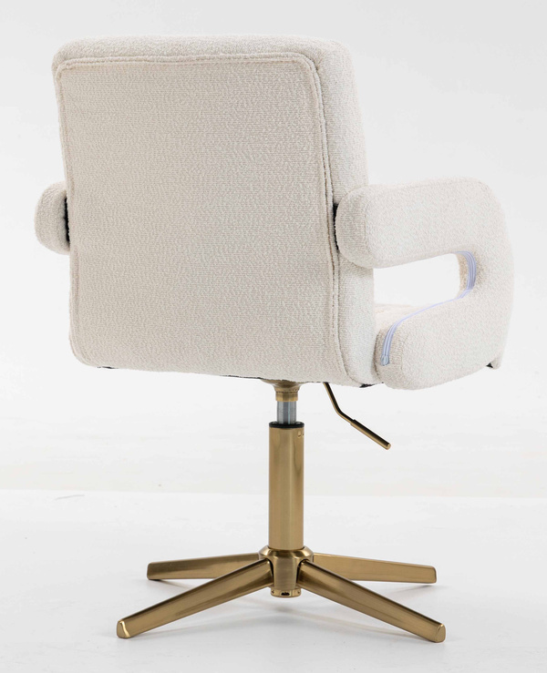 FOTEL HR8404CROSS KREMOWY BARANEK ZŁOTA PODSTAWA