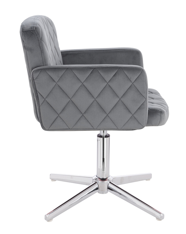 FOTEL HR802CROSS GRAFITOWY WELUR CHROMOWANA PODSTAWA