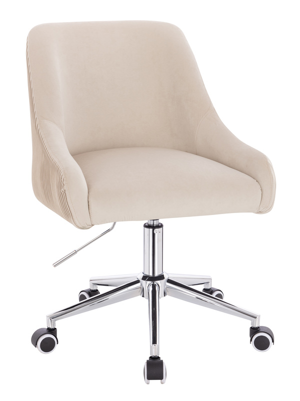 FOTEL HR920K KREMOWY WELUR CHROMOWANA PODSTAWA