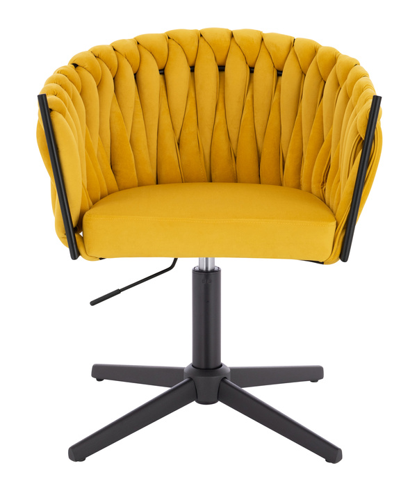 FOTEL HR750CROSS ŻÓŁTY WELUR CZARNA PODSTAWA