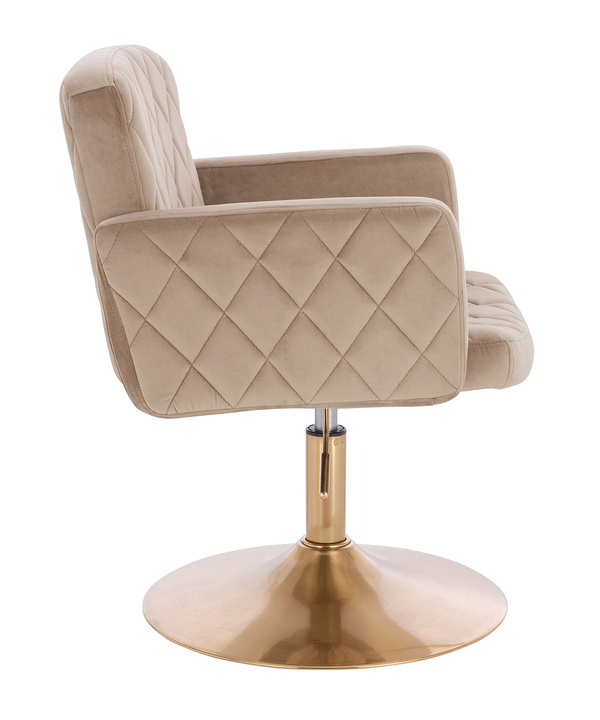 FOTEL HR802N LATTE WELUR ZŁOTA PODSTAWA