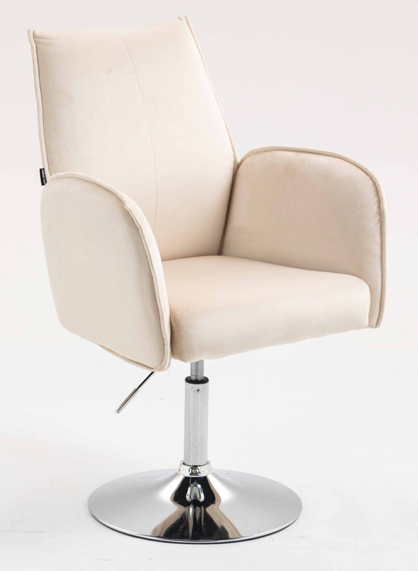 FOTEL HR280N KREMOWY WELUR CHROMOWANA PODSTAWA