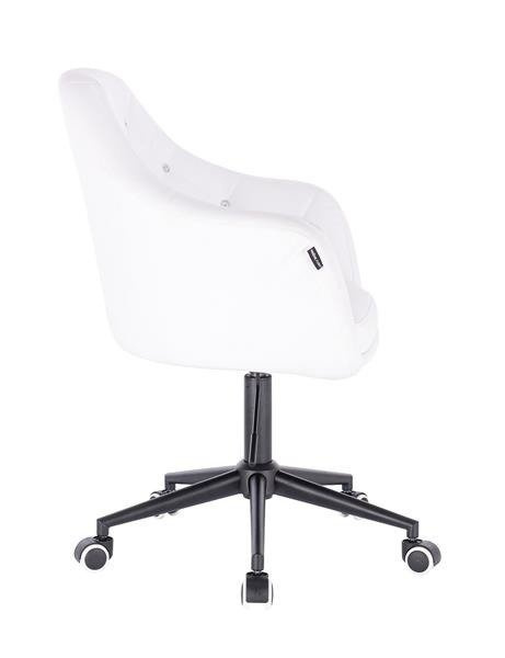 FOTEL HC830 BIAŁA SKÓRA CZARNY MAT KÓŁKA