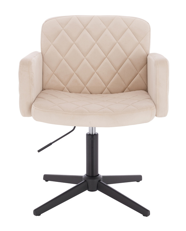 FOTEL HR802CROSS KREMOWY WELUR CZARNA PODSTAWA