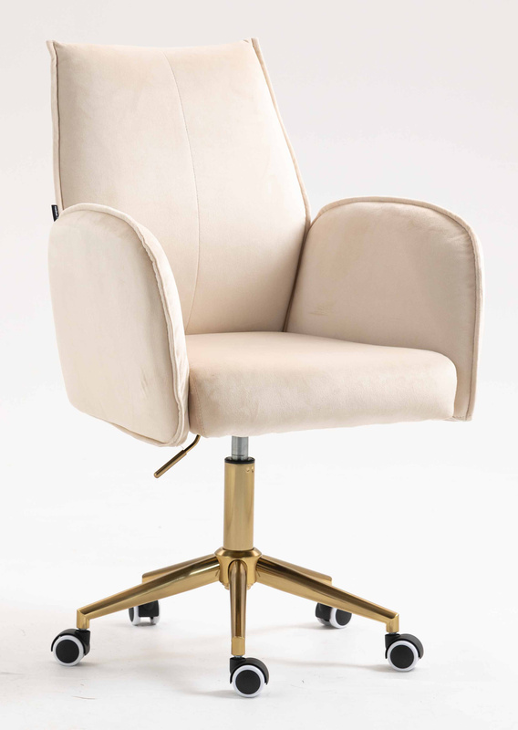 FOTEL HR280K KREMOWY WELUR ZŁOTA PODSTAWA