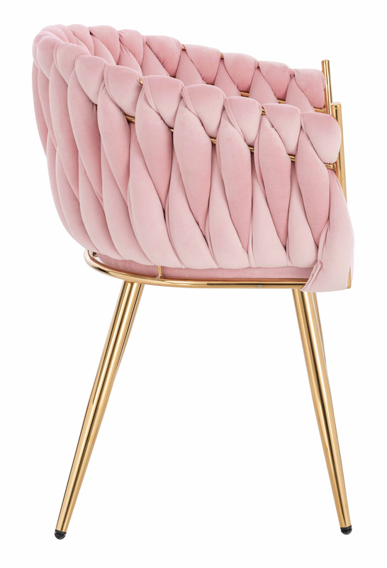 HR750 KRZESŁO ZŁOTE NOGI PUDROWY RÓŻ WELUR