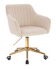 FOTEL HR190K KREMOWY WELUR ZŁOTA PODSTAWA
