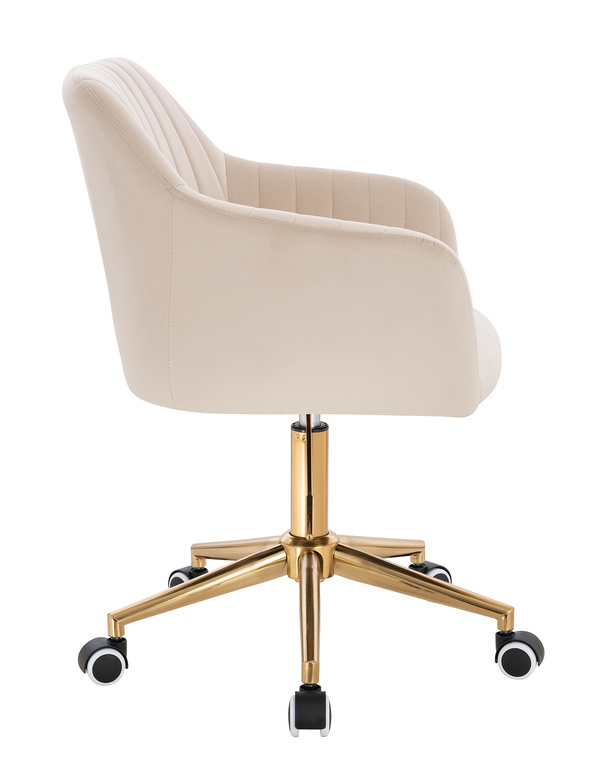 FOTEL HR190K KREMOWY WELUR ZŁOTA PODSTAWA