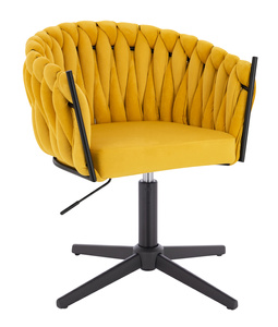 FOTEL HR750CROSS ŻÓŁTY WELUR CZARNA PODSTAWA