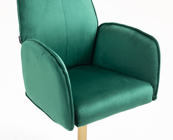 FOTEL HR280N BUTELKOWA ZIELEŃ WELUR ZŁOTA PODSTAWA