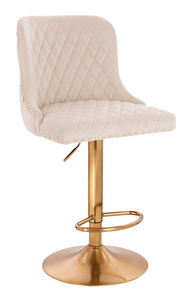 FOTEL HR940W KREMOWY WELUR ZŁOTA PODSTAWA