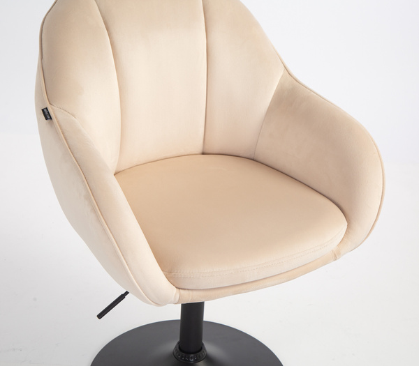 FOTEL HR2055N KREMOWY WELUR CZARNA PODSTAWA