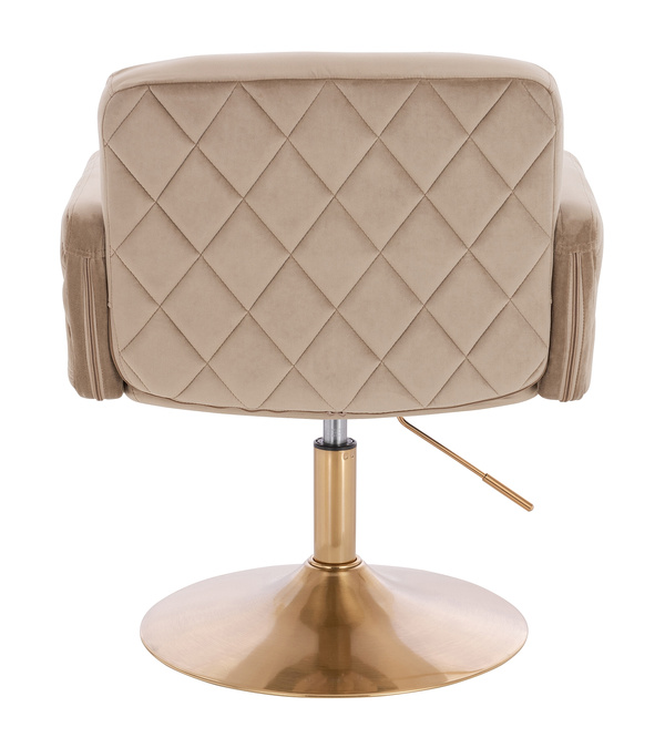 FOTEL HR802N LATTE WELUR ZŁOTA PODSTAWA