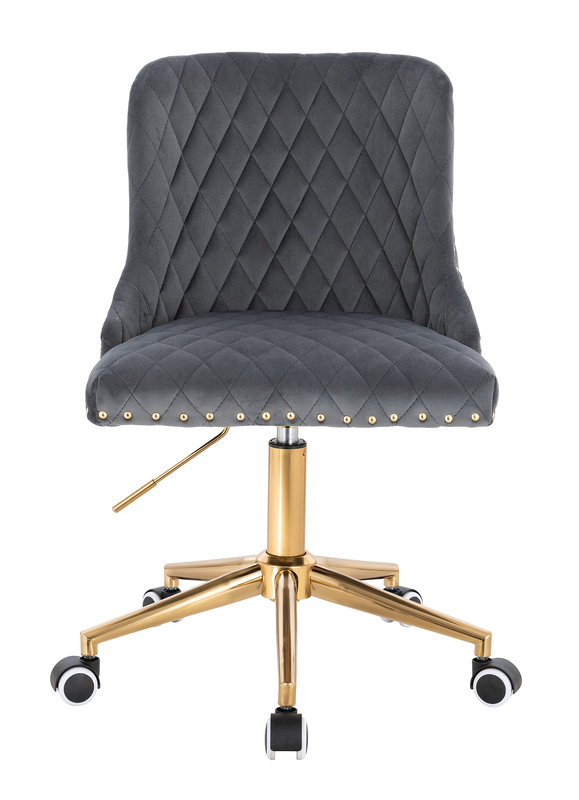 FOTEL HR940K GRAFITOWY WELUR ZŁOTA PODSTAWA