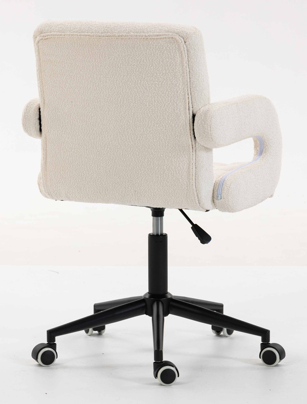 FOTEL HR8404K KREMOWY BARANEK CZARNA PODSTAWA