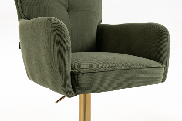 HOKER HR250W ZIELONY SZAŁWIA PREMIUM CORD SZTRUKS ZŁOTA PODSTAWA