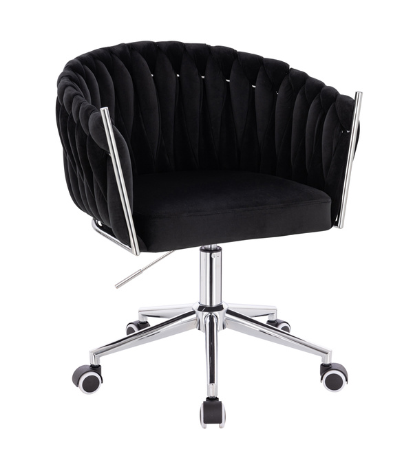 FOTEL HR750K CZARNY WELUR CHROMOWANA PODSTAWA