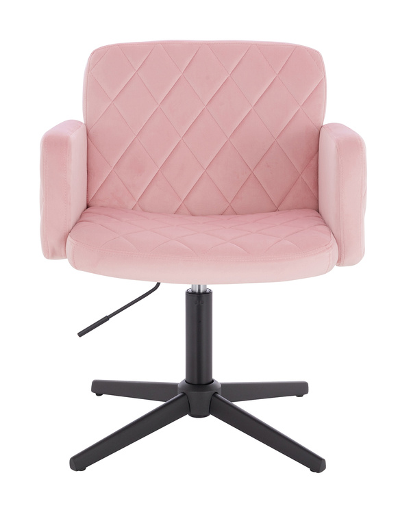 FOTEL HR802CROSS PUDROWY RÓŻ WELUR CZARNA PODSTAWA