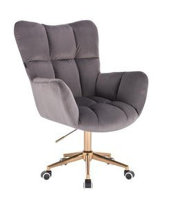 FOTEL HR650K GRAFITOWY WELUR ZŁOTA PODSTAWA