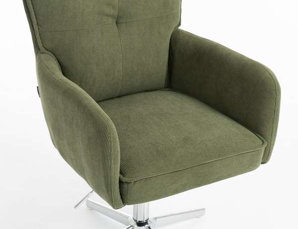 HOKER HR250CROSS ZIELONY SZAŁWIA PREMIUM CORD SZTRUKS CHROMOWANA PODSTAWA