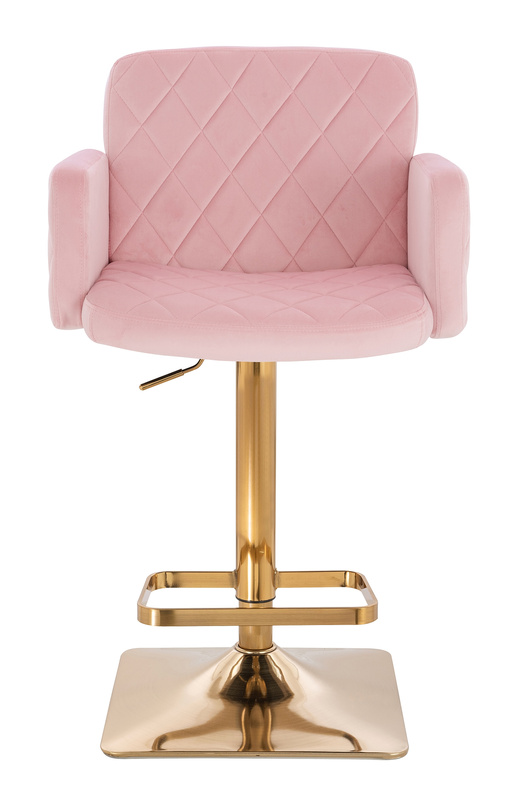 FOTEL HR802KW PUDROWY RÓŻ WELUR ZŁOTA PODSTAWA