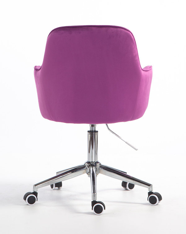 FOTEL HR2022K FUKSJA WELUR CHROMOWANA PODSTAWA