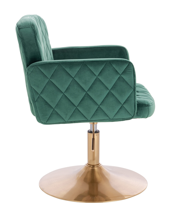 FOTEL HR802N BUTELKOWA ZIELEŃ WELUR ZŁOTA PODSTAWA