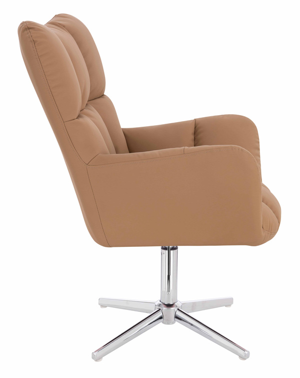 HOKER HR650CROSS KARMELOWY EKOSKÓRA PREMIUM SOFT CHROMOWANA PODSTAWA