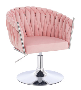 FOTEL HR750N PUDROWY RÓŻ WELUR CHROMOWANA PODSTAWA