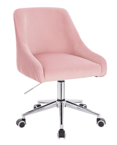 FOTEL HR920K PUDROWY RÓŻ WELUR CHROMOWANA PODSTAWA