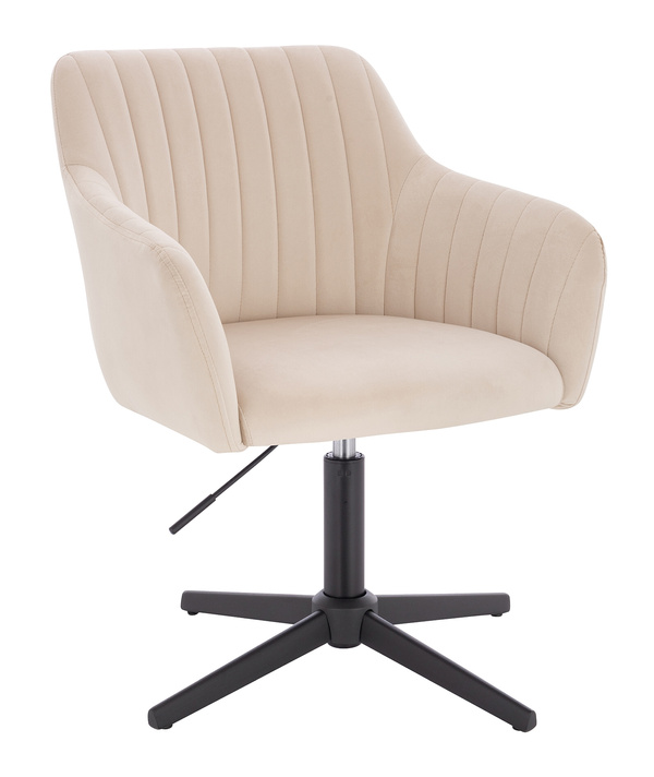 FOTEL HR190CROSS KREMOWY WELUR CZARNA PODSTAWA