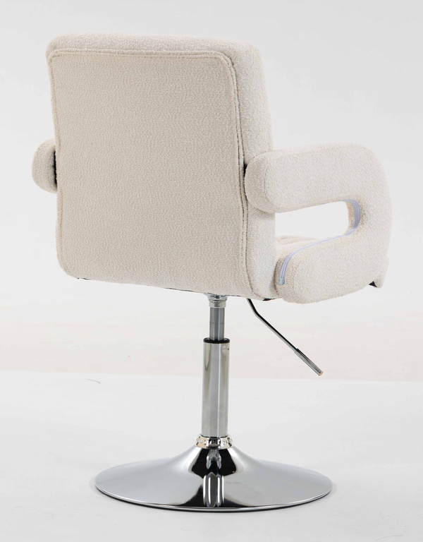 FOTEL HR8404N KREMOWY BARANEK CHROMOWANA PODSTAWA