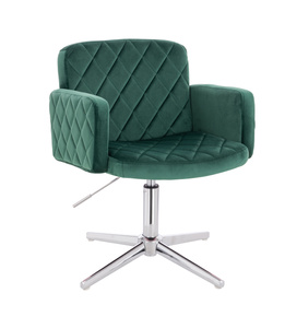 FOTEL HR802CROSS BUTELKOWA ZIELEŃ WELUR CHROMOWANA PODSTAWA