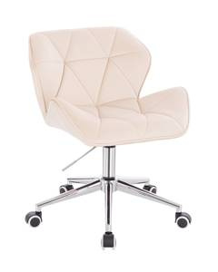 FOTEL HR111K KREMOWY WELUR CHROMOWANA PODSTAWA