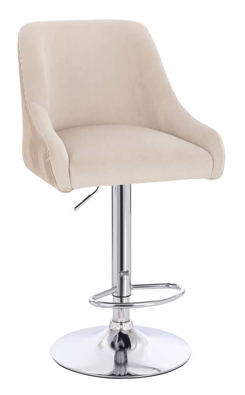 FOTEL HR920W KREMOWY WELUR CHROMOWANA PODSTAWA