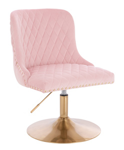 FOTEL HR940N PUDROWY RÓŻ WELUR ZŁOTA PODSTAWA