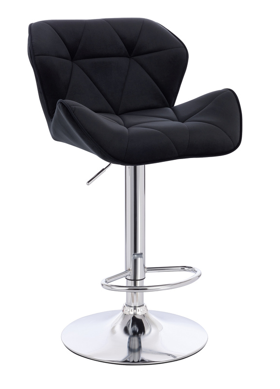 FOTEL HR111W CZARNY WELUR CHROMOWANA PODSTAWA