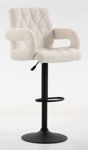 FOTEL HR8404W KREMOWY BARANEK CZARNA PODSTAWA