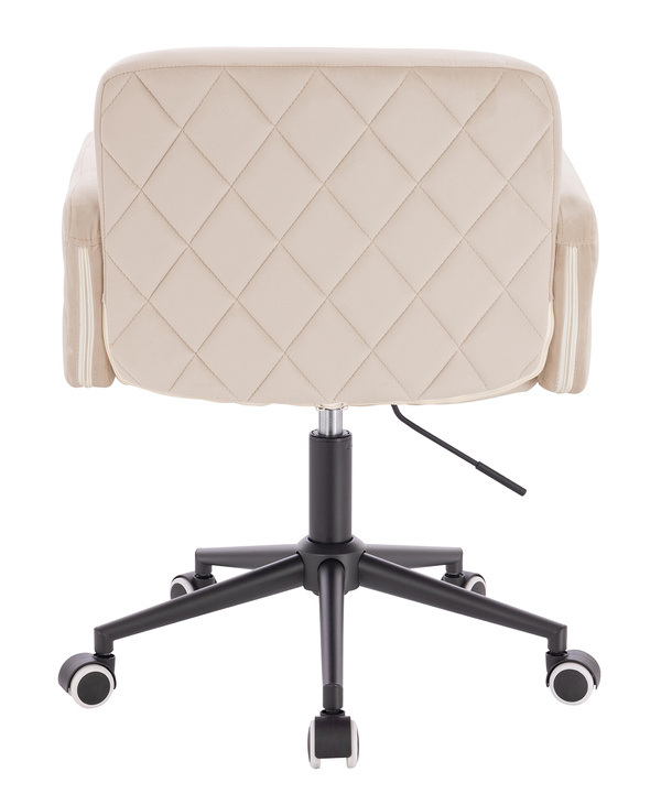 FOTEL HR802K KREMOWY WELUR CZARNA PODSTAWA