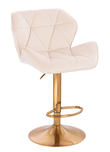 FOTEL HR111W KREMOWY WELUR ZŁOTA PODSTAWA