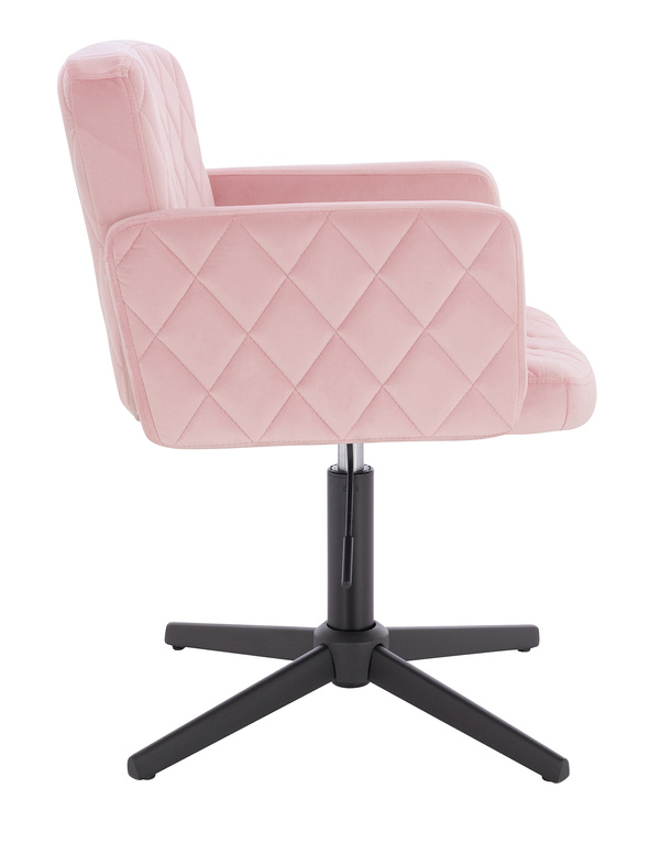 FOTEL HR802CROSS PUDROWY RÓŻ WELUR CZARNA PODSTAWA