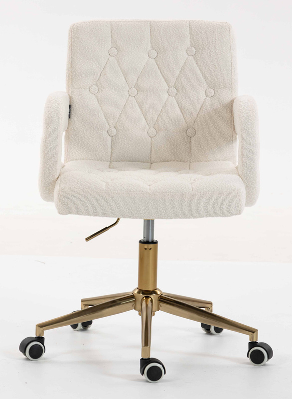 FOTEL HR8404K KREMOWY BARANEK ZŁOTA PODSTAWA