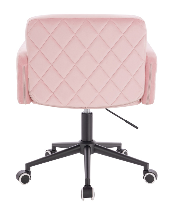 FOTEL HR802K PUDROWY RÓŻ WELUR CZARNA PODSTAWA