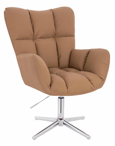 HOKER HR650CROSS KARMELOWY EKOSKÓRA PREMIUM SOFT CHROMOWANA PODSTAWA