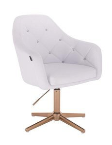 FOTEL HR830 BIAŁA SKÓRA CROSS ZŁOTY