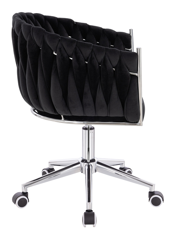 FOTEL HR750K CZARNY WELUR CHROMOWANA PODSTAWA