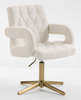 FOTEL HR8404CROSS KREMOWY BARANEK ZŁOTA PODSTAWA