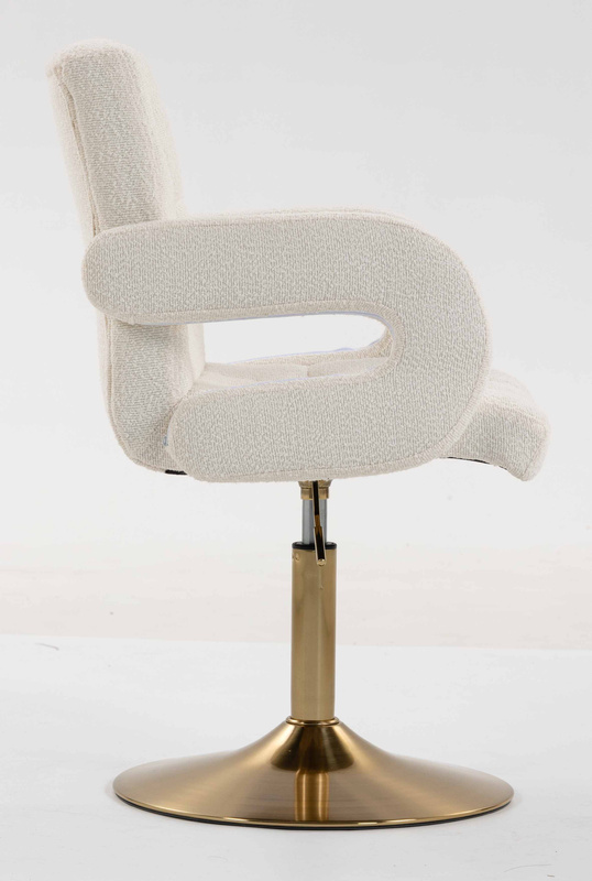 FOTEL HR8404N KREMOWY BARANEK ZŁOTA PODSTAWA