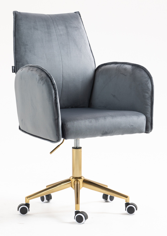 FOTEL HR280K GRAFITOWY WELUR ZŁOTA PODSTAWA