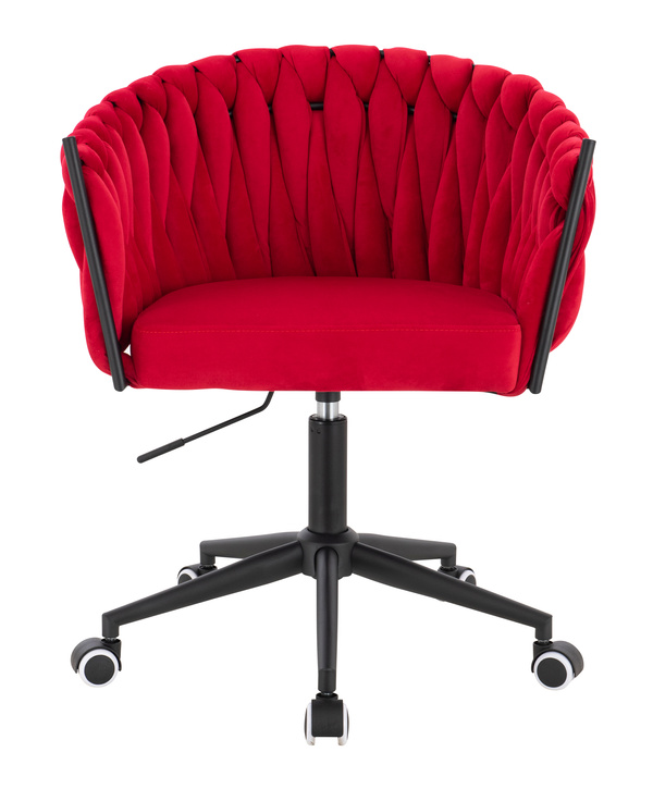 FOTEL HR750K CZERWONY WELUR CZARNA PODSTAWA